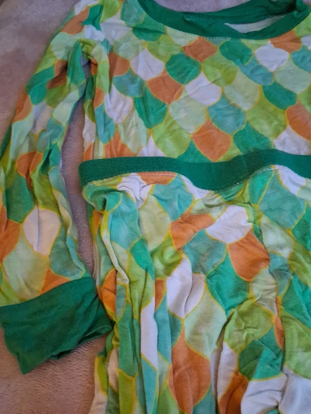 Green & Orange Patterned Pajama Set
